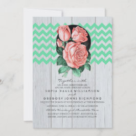 Mint and Rosa Rustic Chic bröllop bjudanden Inbjudningar