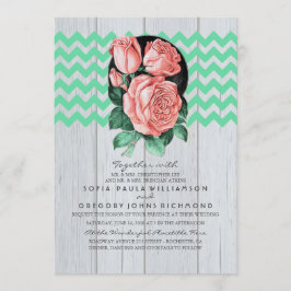 Mint and Rosa Rustic Chic bröllop bjudanden Inbjudningar