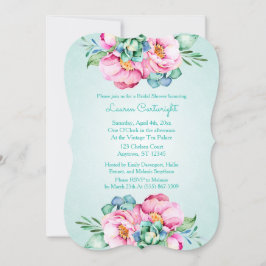 Mint and Rosa Watercolor Flower-inbjudan Inbjudningar