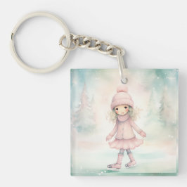 Mint and Rosa Winter Scene Girl Skating