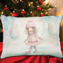 Mint and Rosa Winter Scene Girl Skating