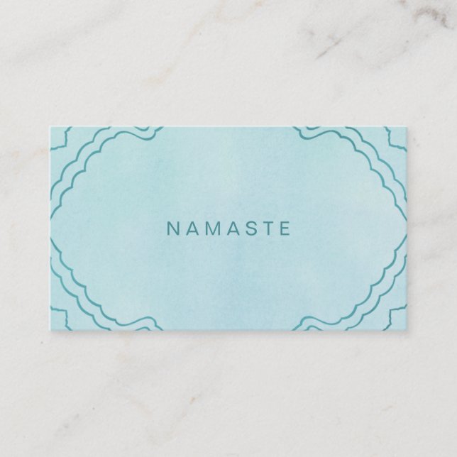Mint and Teal Grönt Simple Namaste Yoga Teacher Visitkort (Framsida)