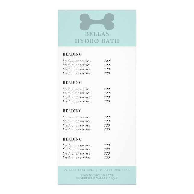 Mint and Teal Hund Bone Reklamkort (Framsidan)