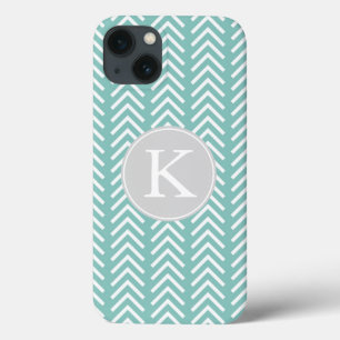 Mint and White Arrows Mönster Monogram