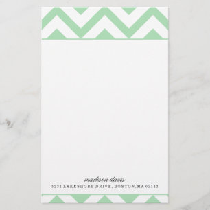 Mint and White Chevron Personlig Stationery Brevpapper