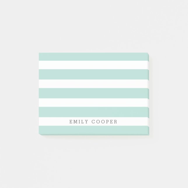 Mint and White Classic Rand Monogram Post-it Block (Framsida)