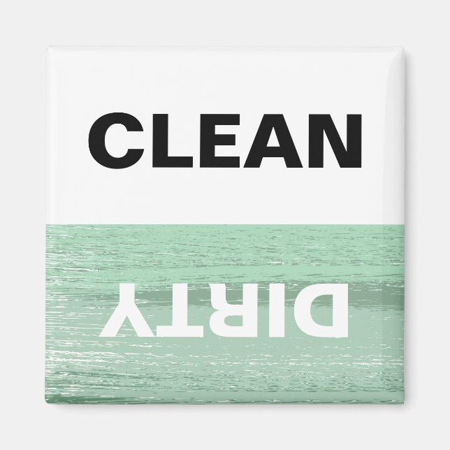 Mint and White Clean/Dirty Dishwasher Magnet (Framsidan)