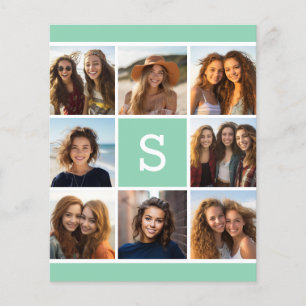 Mint and White Photo Collage med Monogram