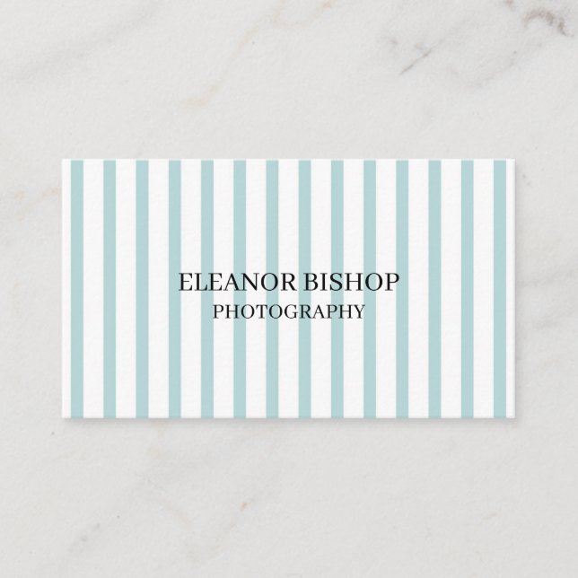 Mint and White Pinstripes Pattern Modern Business  Visitkort (Framsida)