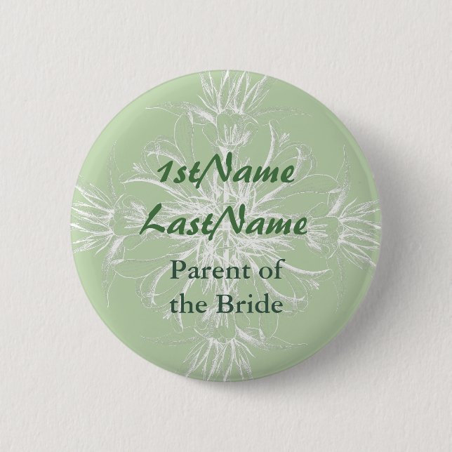Mint and White Vintage Blommigt Namn bricka Knapp (Framsida)