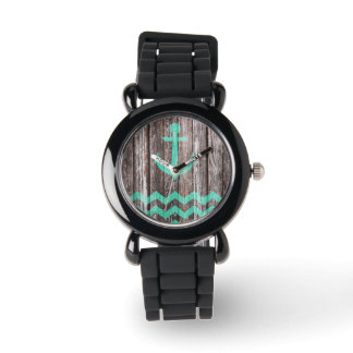 Mint Ankar på gammal trä Armbandsur