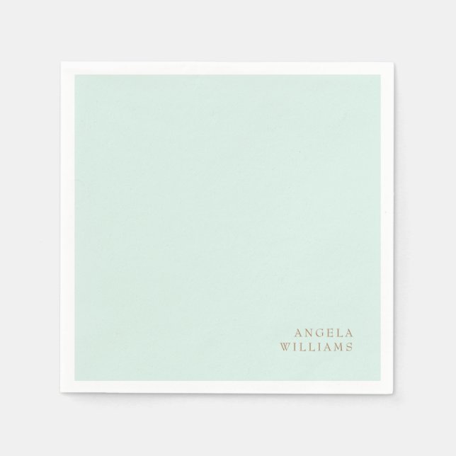 Mint Anpassad Guld Text Cocktail Pappersservett (Framsidan)