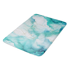 Mint Aqua Bläck Marble Badrumsmatta