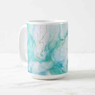 Mint Aqua Bläck Marble Kaffemugg