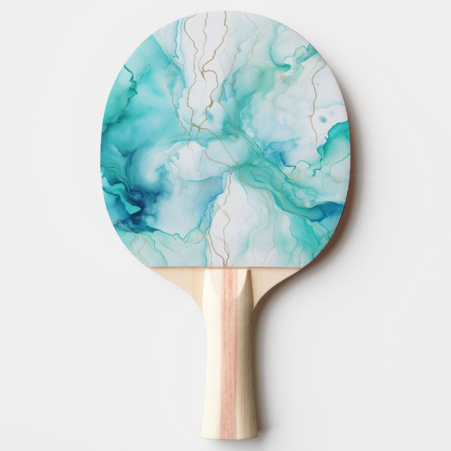 Mint Aqua Bläck Marble Pingisracket (Framsidan)