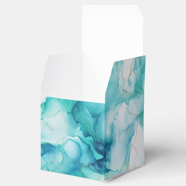 Mint Aqua Bläck Marble Presentaskar (Öppnad)