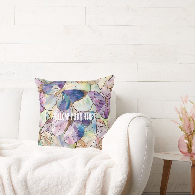 Mint Aqua Blue Lila Butterflies Kudde (Soffa)