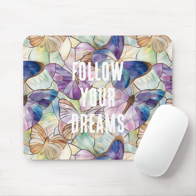Mint Aqua Blue Lila Butterflies Musmatta (Med mus)