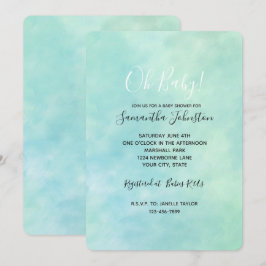 Mint Aqua Blue Tie Dye Watercolor Inbjudningar
