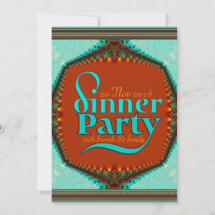 Mint Aqua Caramel Guld Fairytale Dinner Party Inbjudningar