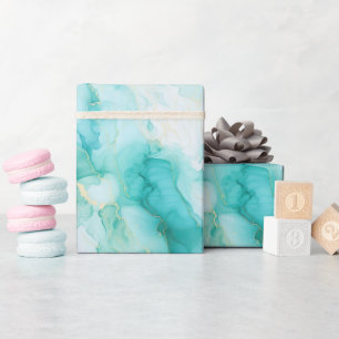 Mint Aqua Glam Elegant Guld Marble Presentpapper