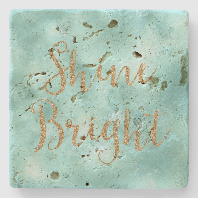 Mint Aqua Guld Glitter Shine Stenunderlägg (Framsidan)