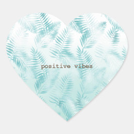 Mint Aqua Ombre Tropical Löv Hjärtformat Klistermärke