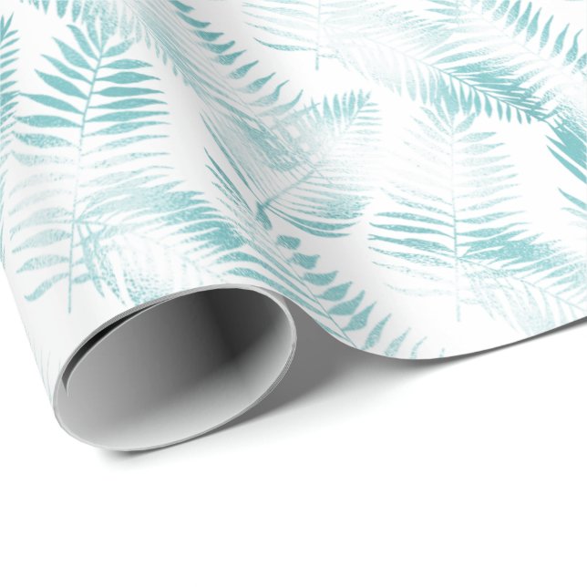 Mint Aqua Ombre Tropical Löv Presentpapper (Rullad Hörn)