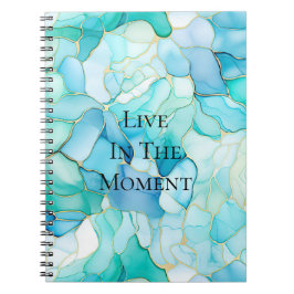 Mint Aqua Pearl Guld Marble Anteckningsbok