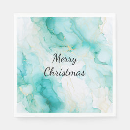 Mint Aqua Pearl Guld Marble Pappersservett