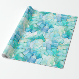 Mint Aqua Pearl Guld Marble Presentpapper