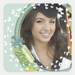 Mint Aqua Studenten Photo Stickers Fyrkantigt Klistermärke