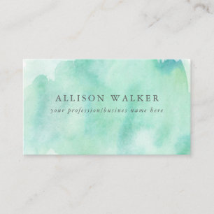 Mint Aqua Watercolor Modern Professionell Visitkort