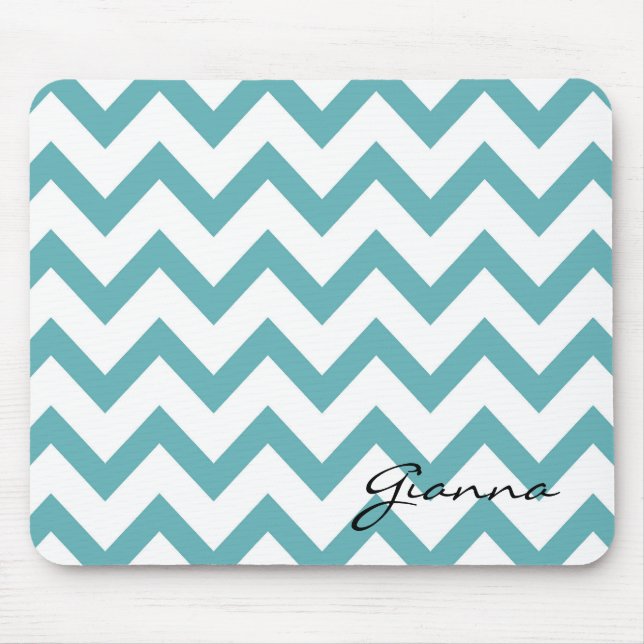 Mint Aqua White Chevron Musmatta (Framsidan)