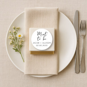 Mint är en modern elegant bröllop-tjänst runt klistermärke