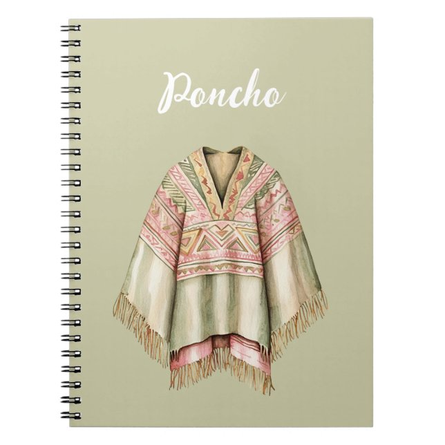 Mint Avocado Rosa Poncho Anteckningsbok (Framsidan)