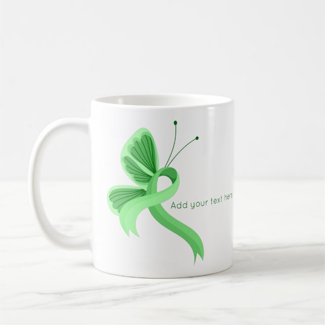 Mint Awareness Ribbon Butterfly Coffee Mugg (Vänster)