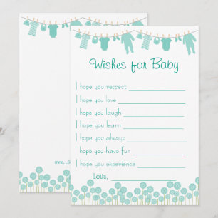 Mint Baby Shower Önskemål för Baby-spel Inbjudningar