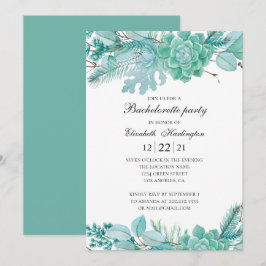 Mint bachelorette-festen. Vattenfärgsukulor Inbjudningar