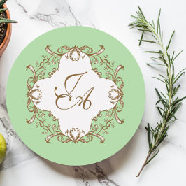 Mint Barock Bröllops Coaster Underlägg Papper Rund