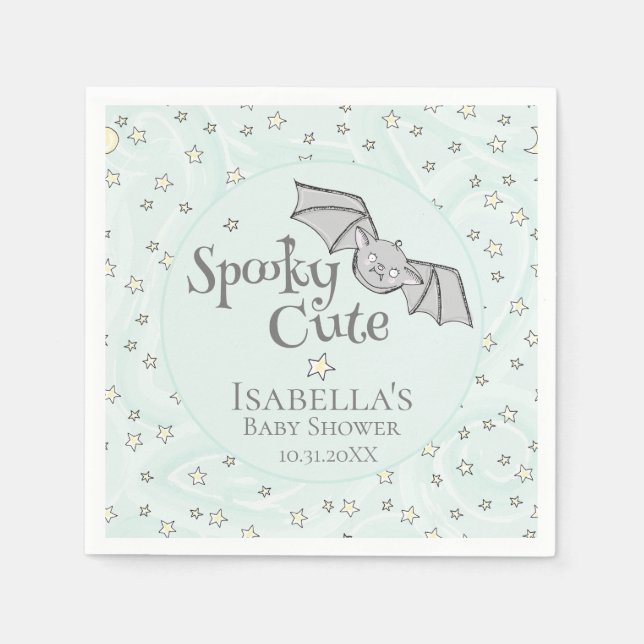 Mint Batty, Stars & Måne Spooky Cute Pappersservett (Framsidan)