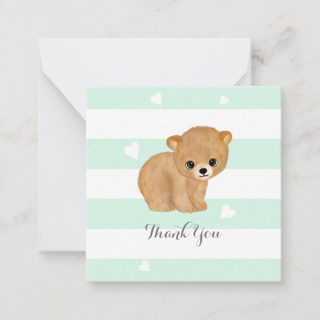 Mint Bear Heart Tackkort Cards Anteckningskort (Framsida)