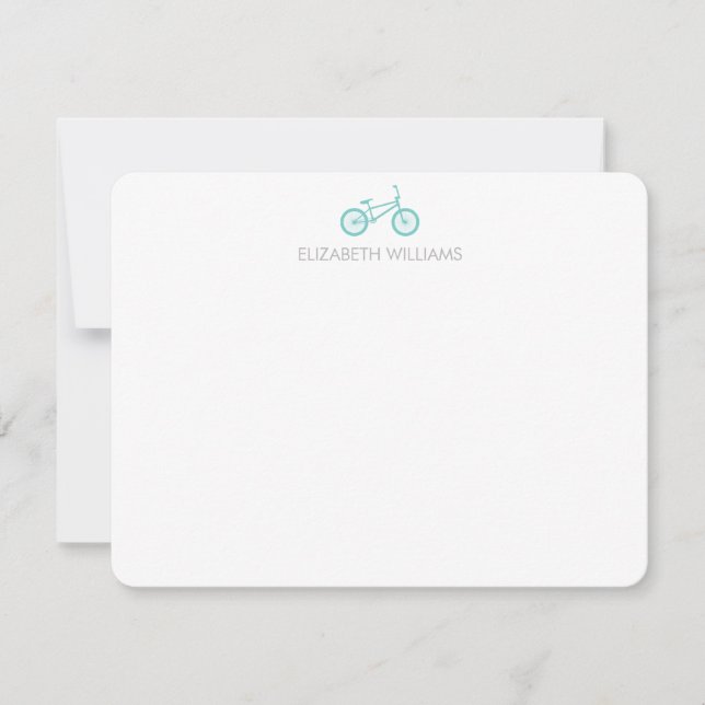 Mint Bicycle and Large Dots Note Cards Anteckningskort (Framsida)