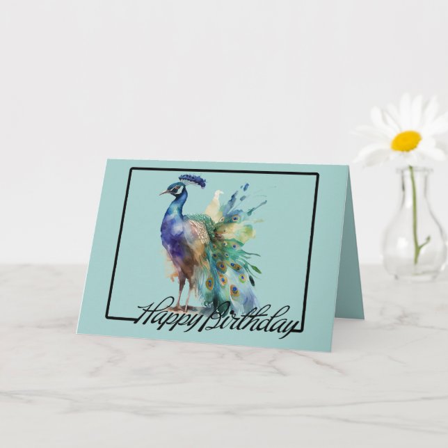 Mint Birthday Peacock Kort (Liten växt)