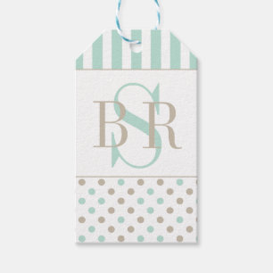 MINT BISQUE DOTS RAND Gift Märkres Presentetikett