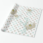 MINT BISQUE DOTS RAND GIFT WRAP PRESENTPAPPER<br><div class="desc">Modern Polka dots och Rand i Mint Grönt och Bisque,  accentuerad med en vattenfärgen Bisque Poppy.</div>