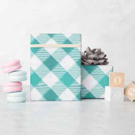 Mint Blå Frisk Gingham Bris Rutigt Mönster Presentpapper