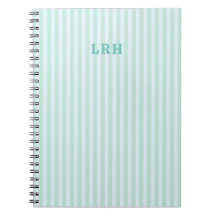 Mint Blå Randig Design Små Initialer Monogram