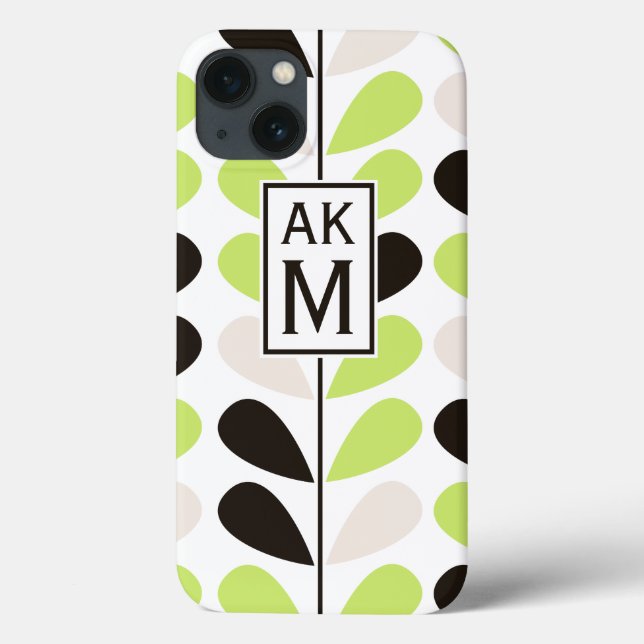 Mint & Black-Blommönstret iPad Mini Case (Baksida)