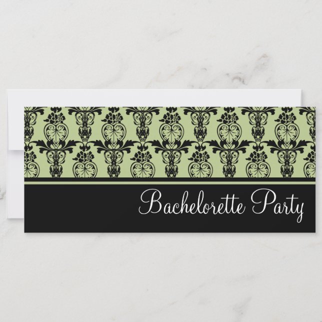 Mint & Black Damask Bachelorette Party-inbjudan Inbjudningar (Framsida)
